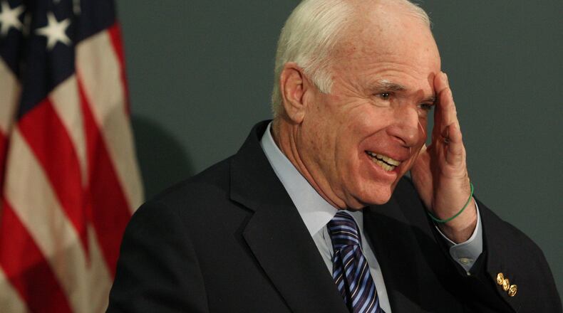Sen. John McCain, R-Ariz., laughs and pauses before answering a question regarding a possible run for the next presidential election, during a news conference about getting back on the job in the Senate after his loss in the 2008 presidential race. When he died last Saturday, his legacy drew respect from both sides of the aisle. AP PHOTO / ROSS D. FRANKLIN