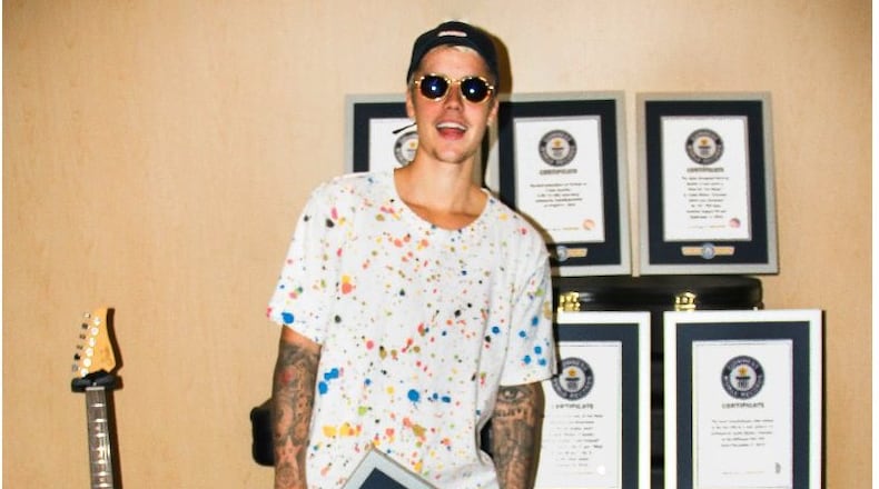 Justin Bieber and his world records. Photo: Courtesy Guinness Book of Records.
