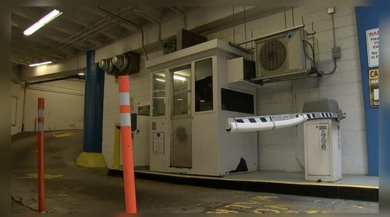 Atlanta police are investigating after an Uber Eats driver punched a parking attendant and ended up stabbed, police said. (Credit: Channel 2 Action News)