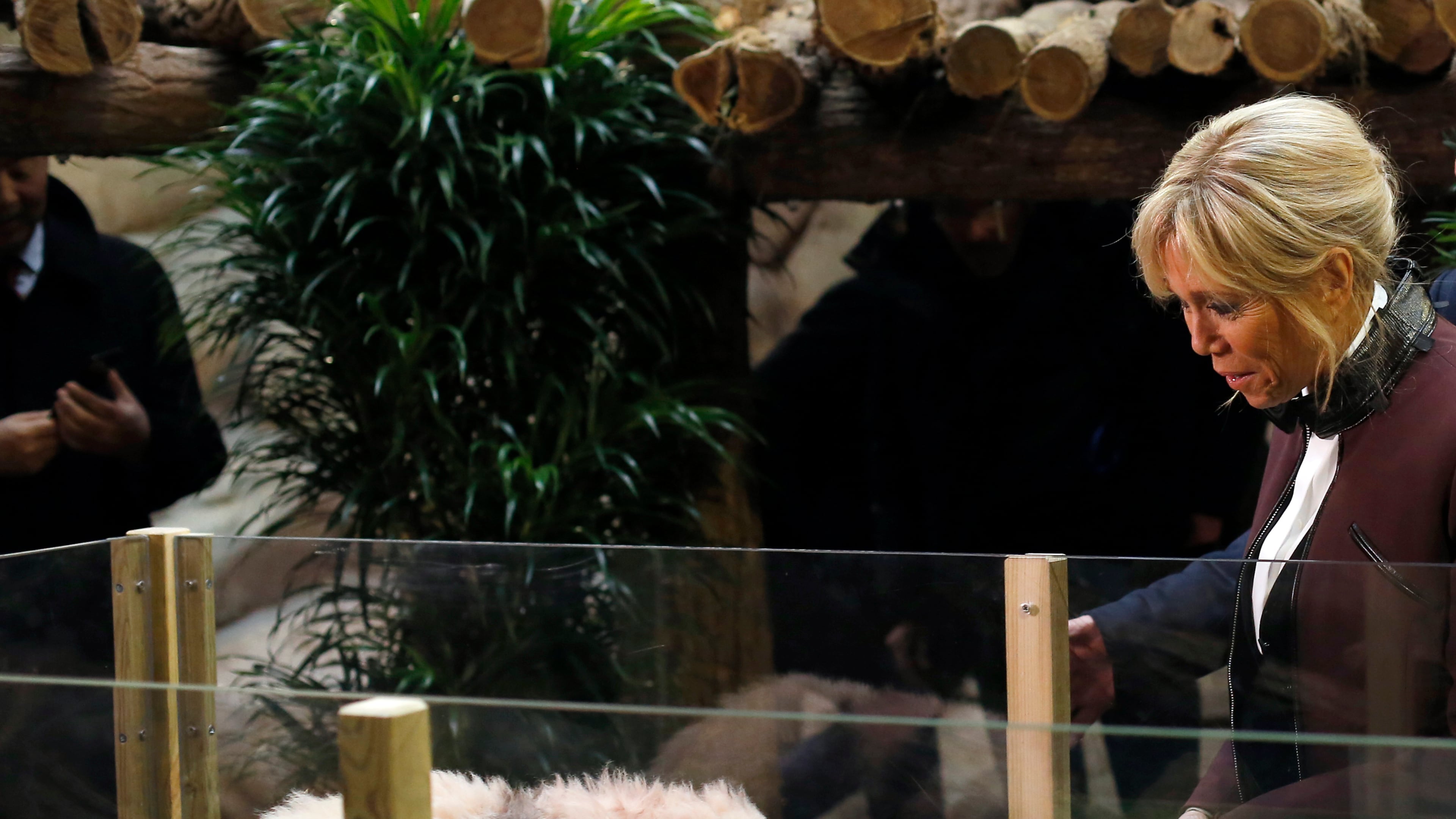 FILE - French First lady Brigitte Macron attends a naming ceremony of the panda born at the Beauval Zoo, in Saint-Aignan-sur-Cher, France, on Dec. 4, 2017. (AP Photo/Thibault Camus, Pool, File)