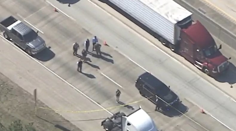 Coweta County deputies chased the stolen tractor-trailer on I-85 before a deputy opened fire on its driver Tuesday, according to the GBI. (Credit: NewsChopper 2)
