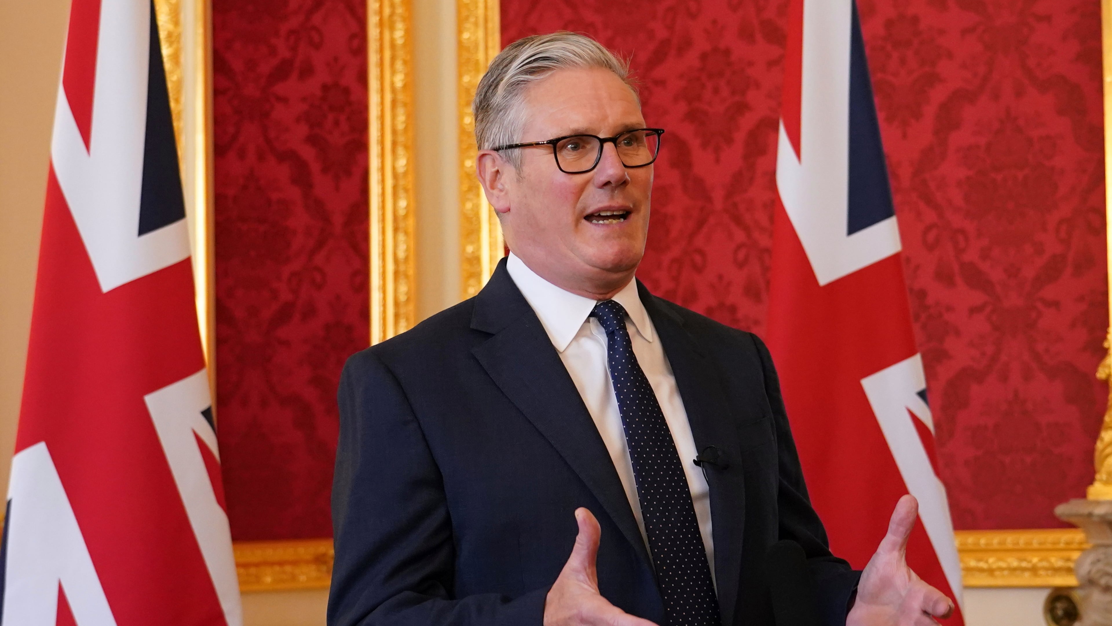 FILE - Britain's Prime Minister Keir Starmer speaks as he hosts representatives of the Civil Nuclear industry at a reception at Lancaster House in London, Monday, Sept. 15, 2025 to mark the announcement of a new UK-US partnership on nuclear.(AP Photo/Alberto Pezzali, Pool, File)