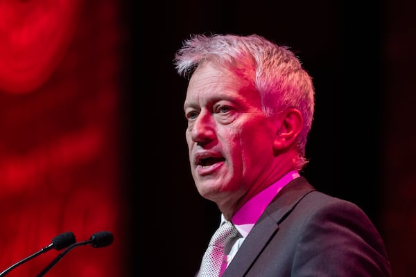 Coca-Cola CEO James Quincey speaks before Mayor Andre Dickens gives the final State of the City address of his first term at Woodruff Arts Center in Atlanta on Tuesday, February 25, 2025. (Arvin Temkar/AJC)