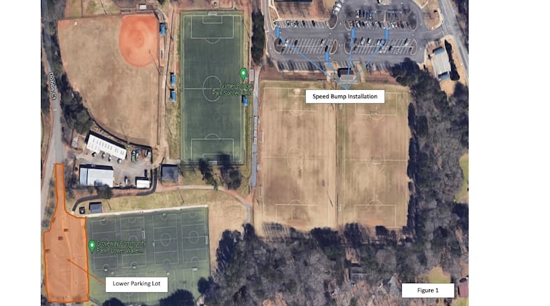 Roswell recently approved a contract to repave the lower Groveway Park parking lot. (Courtesy City of Roswell)