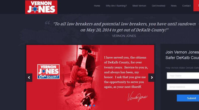 The home page of the Vernon Jones for Sheriff website.