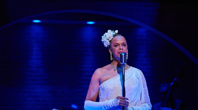 Terry Burrell plays Billie Holiday in “Lady Day at Emerson’s Bar & Grill,” which is at Theatrical Outfit through June 26. CONTRIBUTED BY CHRISTOPHER BARTELSKI