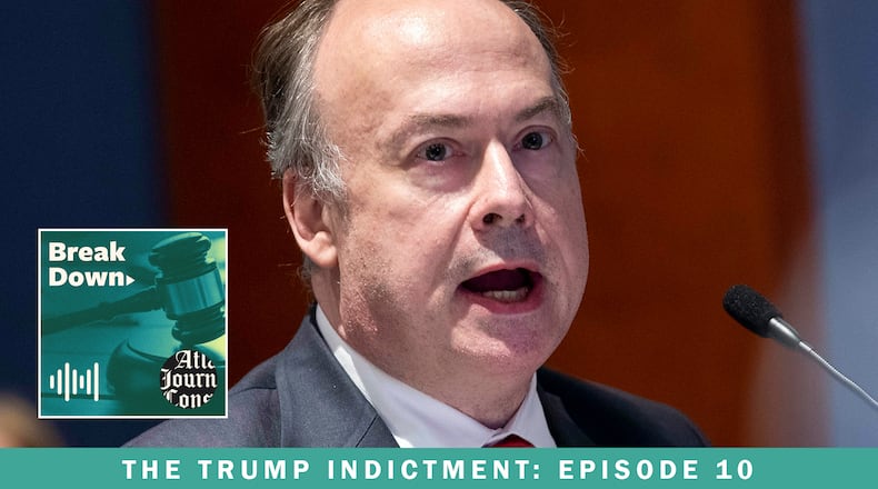 Former Justice Department official Jeffrey Clark and three GOP electors are trying to remove their cases to federal court, but they face U.S. District Court Judge Steve Jones, who has already denied a similar bid by Mark Meadows. The latest episode of the AJC's "Breakdown — The Trump Indictment" podcast looks at those hearings and more. (Amanda Andrade-Rhoades / AP)