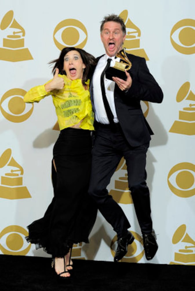 Backstage at the 54th annual Grammy Awards