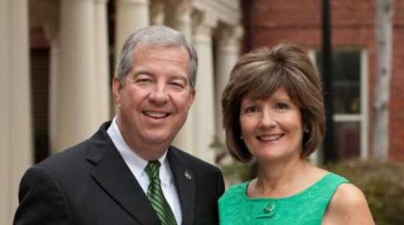 Georgia College & State University President Steve Dorman (left) poses with his wife, Jane. Dorman announced on Jan. 22, 2021 that he retiring, effective Sept. 1, 2021. PHOTO CREDIT: Georgia College & State University.