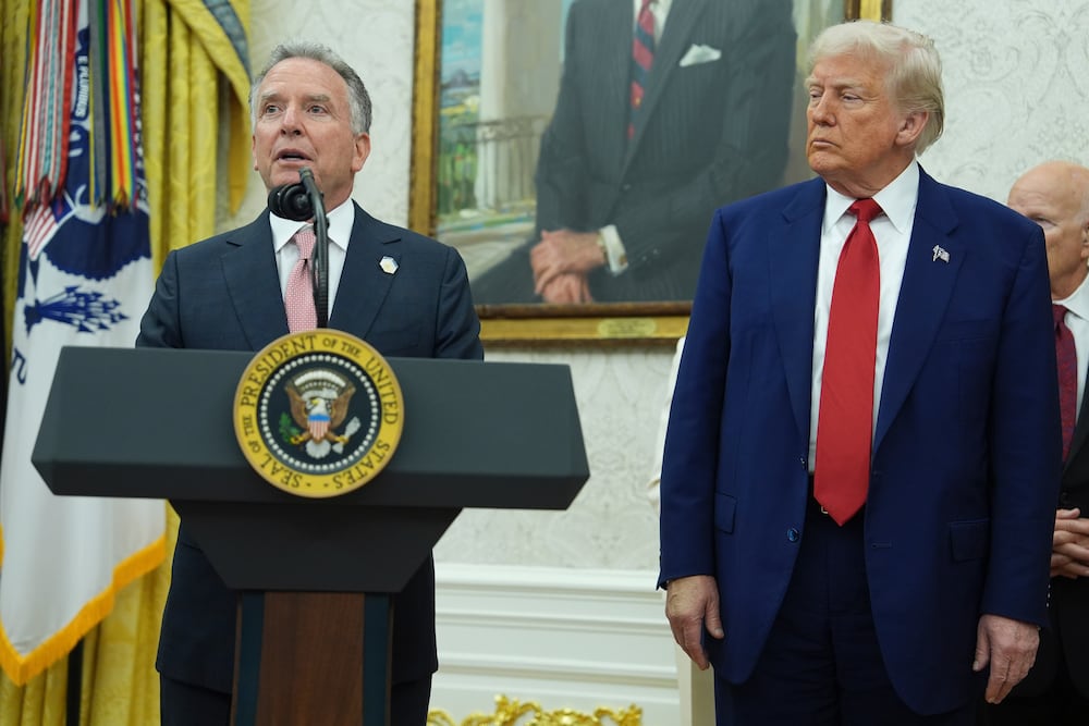 President Donald Trump listened as White House special envoy Steve Witkoff spoke at an event at the White House in May.