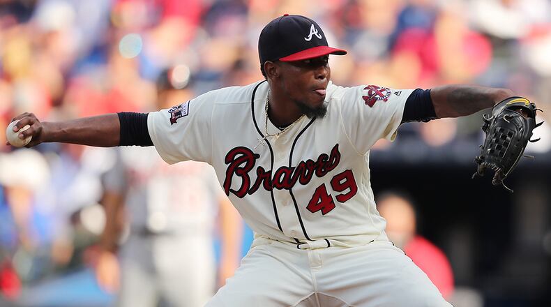 October 02, 2016 Atlanta: Braves Julio Teheran delivers a pitch against the Tigers during the fifth inning in a MLB baseball game during the final game at Turner Field on Sunday, Oct. 2, 2016, in Atlanta. Curtis Compton /ccompton@ajc.com