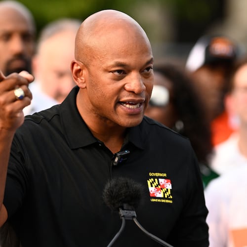 FILE - Maryland Gov. Wes Moore speaks during a news conference, Sept. 5, 2025, in Baltimore. (AP Photo/Nick Wass, File)