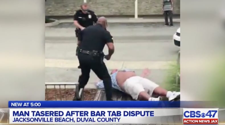 Facebook video shows Christopher Alan White being beaten and shocked with a Taser by a Jacksonville Beach Police Department officer. Onlookers said White did not appear initially combative.