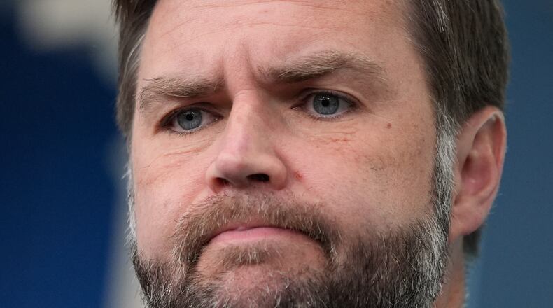 Vice President JD Vance speaks to reporters in the James S. Brady Press Briefing Room at the White House, Thursday, June 18, 2026, in Washington. (AP Photo/Manuel Balce Ceneta)