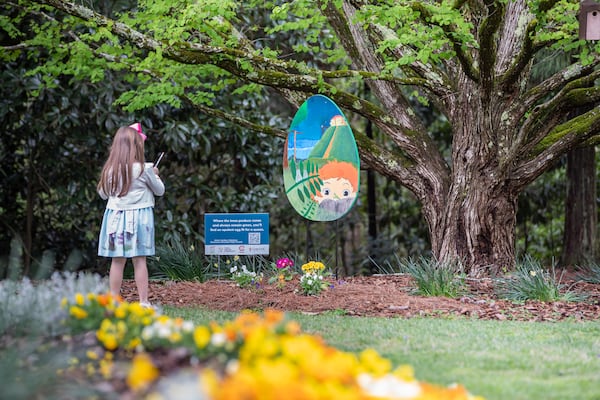 Art Hatch attendees can search for colorfully painted wooden eggs as part of a scavenger hunt. (Courtesy of Smith-Gilbert Gardens/Jamie E. Tucker)