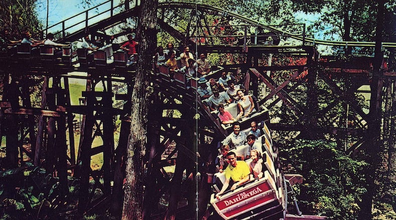 The Dahlonega Mine Train is one of the rides still at Six Flags Over Georgia from when it opened on June 16, 1967. It continues to be a crowd favorite despite being overshadowed by bigger and faster coasters. CONTRIBUTED BY SIX FLAGS OVER GEORGIA