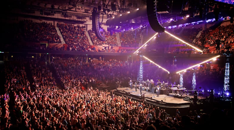 Bon Jovi kicked off its tour Wednesday night in South Carolina. The band plays Philips Arena on Friday. -- Photo by David Bergman / TourPhotographer.com
