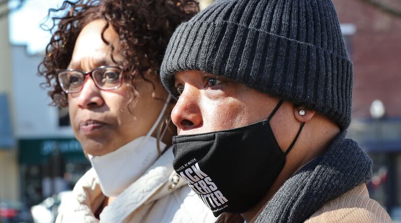 020221 Marietta: Gerald Rose, Founder/CEO New Order National Human Rights Organization, and member Kymberly Hartfield hold a press conference about bridging the gap with police after meeting with Cobb County police on Tuesday, Feb.2, 2021, in Marietta. The meeting follows the controversy surrounding the Vincent Truitt case. Truitt, 17, was shot twice in the back July 13, 2020, after exiting a stolen car following a chase on Riverside Parkway near Austell. Curtis Compton / Curtis.Compton@ajc.com”