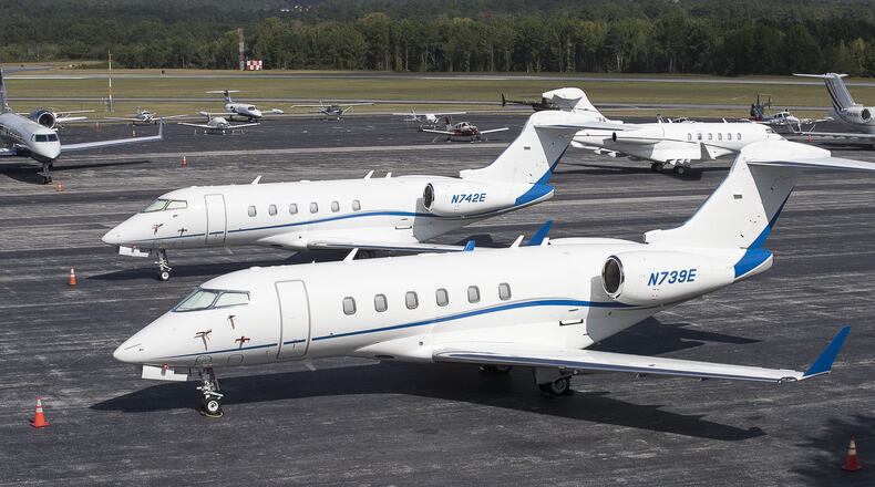Planes are parked at Fulton County Airport-Brown Field in Atlanta. (Alyssa Pointer/alyssa.pointer@ajc.com)