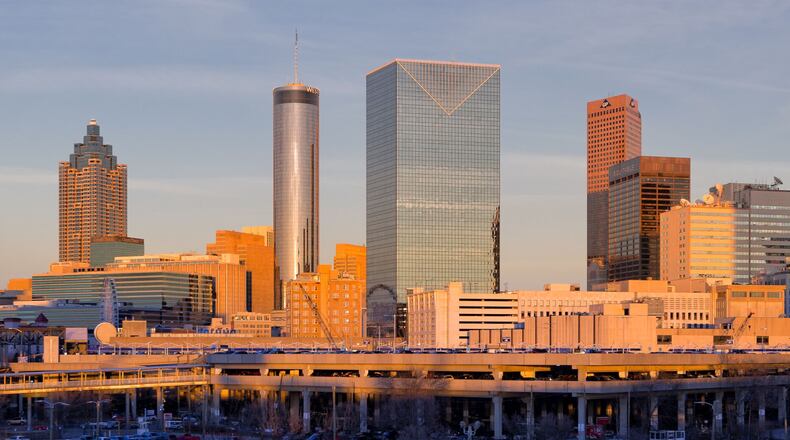 Centennial Tower at 101 Marietta St. (center) will be the home of a new Revelator Coffee. / Photo courtesy of The Wilbert Group