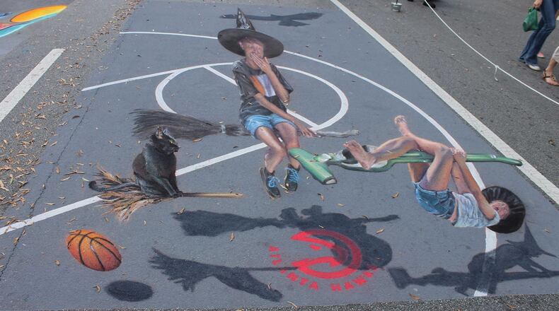 Here's a sidewalk piece from Cheryl and Wayne Renshaw during a past Chalktoberfest.