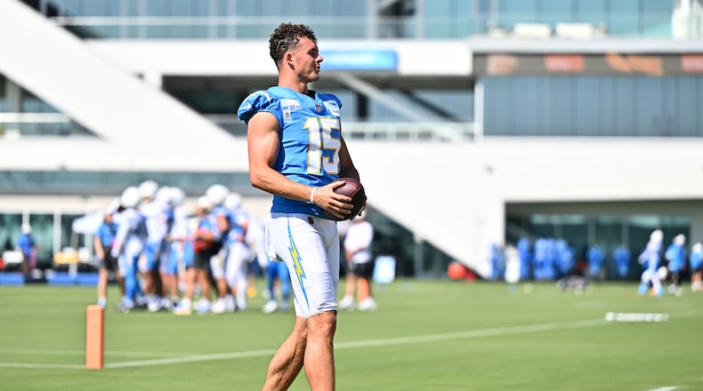Chargers wide receiver Ladd McConkey walks on the field during training camp on Saturday, Aug. 1, 2026, in El Segundo, Calif. The former Georgia star acknowledges big things could be on the horizon this season. (William Liang/AP)