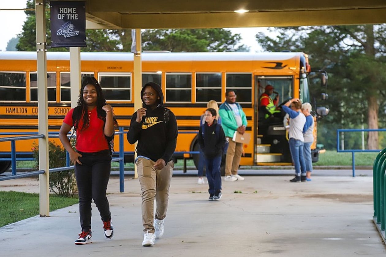 FILE: Students arrive at Dalewood Middle School on Wednesday, Aug. 9, 2023 for the first day of school. (Photo Courtesy of Olivia Ross/Chattanooga Times Free Press)