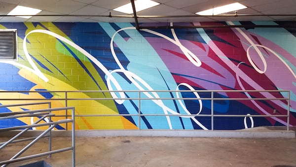 The "scribble" on Ryan Coleman's abstract mural in Sandy Springs "represents a spontaneous gesture at the inception of an idea." (Courtesy of Arthur Rudick)