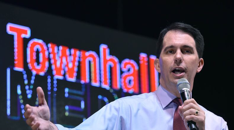 Wisconsin Gov. Scott Walker speaks during the RedState Gathering at Intercontinental Buckhead Hotel on Saturday, August 8, 2015. HYOSUB SHIN / HSHIN@AJC.COM Wisconsin Gov. Scott Walker speaks during the RedState Gathering at Intercontinental Buckhead Hotel on Saturday, August 8, 2015. HYOSUB SHIN / HSHIN@AJC.COM