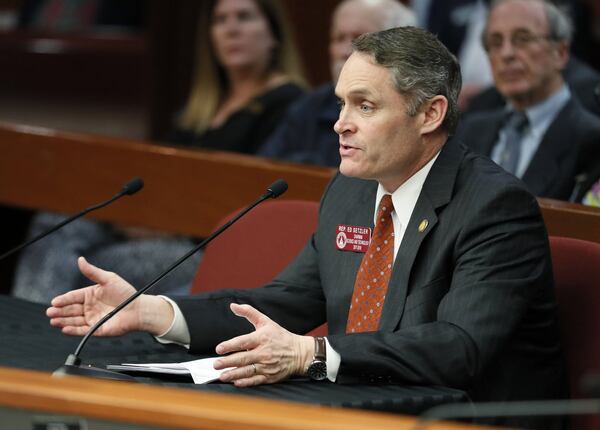 State Rep. Ed Setzler speaks about replacing Georgia’s voting system during a Feb. 13 meeting of the Governmental Affairs Special Subcommittee on Voting Technology. BOB ANDRES /BANDRES@AJC.COM