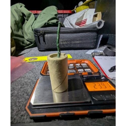 This undated photo provided by the Sacramento County Sheriff's Office on Tuesday, June 2, 2026, shows explosive materials confiscated from a man who prosecutors say attempted to carry them through a Sacramento International Airport security checkpoint. (Sacramento County Sheriff's Office via AP)