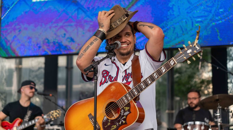 Louisiana singer Bryan Martin performed at The Battery before the Atlanta Braves hosted the San Francisco Giants on July 4. His appearance was part of the CMT Hot Prospects series presented by the ball club. (Lyndon Terrell/Atlanta Braves)