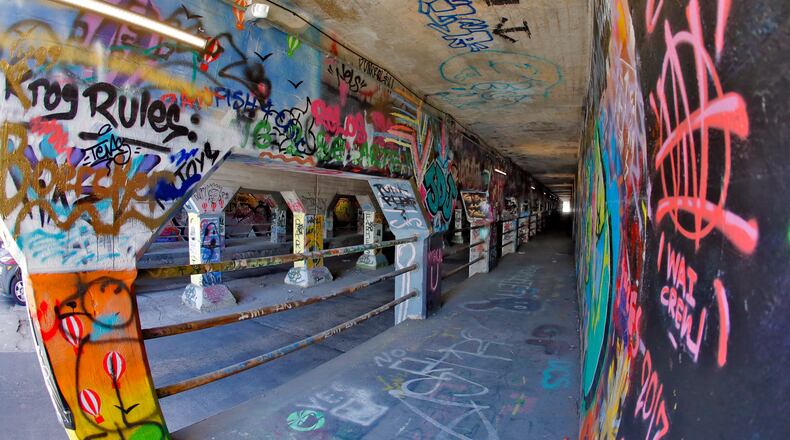 Examples of art work in the Krog Street tunnel. AJC file photo