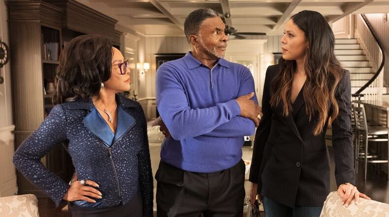 Lynn Whitfield ("Lady Mae"), Keith David ("Bishop Greenleaf"), and Merle Dandrige ("Grace Greenleaf") CREDIT: OWN