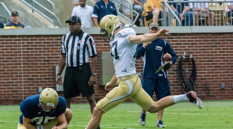 Georgia Tech kicker Harrison Butker wants to improve dramatically on his freshman season. Also, he's been growing out a beard since last winter. "My mom doesn't really like it, but she's getting used to it, I guess," he said. (Georgia Tech/Danny Karnik)