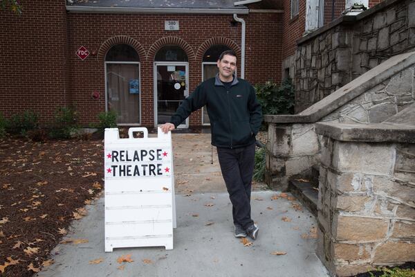 Bob Wood, the owner of the Relapse Theater in Atlanta, stands on the theater’s stage Thursday, November 9, 2017. STEVE SCHAEFER / SPECIAL TO THE AJC