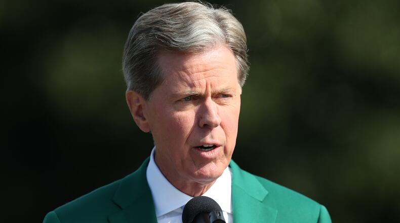 Fred Ridley, Augusta National Golf Club chairman, speaks after the conclusion of the Augusta National Women’s Amateur final round on Saturday, April 3, 2021, in Augusta. Curtis Compton / Curtis.Compton@ajc.com