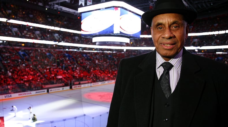 Willie O'Ree (pictured) is the first black person to play in the National Hockey League. (Photo by Phillip MacCallum/Getty Images for NHL)