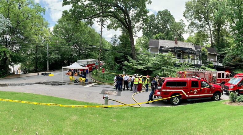 Multiple crews responded to the scene of a reported chemical spill at a sewer treatment facility at the intersection of Deering Road and Loring Drive in northwest Atlanta. No hazards were found, and the facility was determined to be safe.