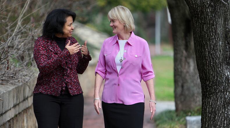 Feb. 2, 2012-Atlanta- In advance for the premier of the documentary "Slavery by Another Name," by Doug Blackmon, we speak with two Atlantans, Tonya Groomes (left) and Susan Burnore, whose families were deeply scarred, in very different ways, by the post Reconstruction peonage system. Vino Wong vwong@ajc.com