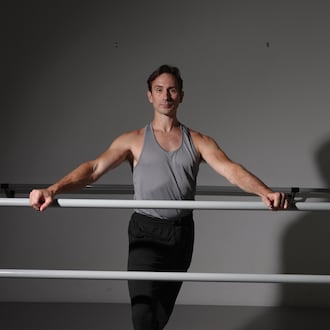 Dancer Christian Clark, shown at Terminus Modern Ballet Theatre's studio in Atlanta, will help open the ballet company's 10th season in its White Box Theatre at Tula Arts Center in Buckhead starting Saturday through Sept. 27. (Arvin Temkar/AJC)
