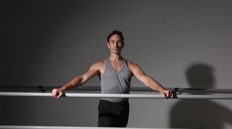 Dancer Christian Clark, shown at Terminus Modern Ballet Theatre's studio in Atlanta, will help open the ballet company's 10th season in its White Box Theatre at Tula Arts Center in Buckhead starting Saturday through Sept. 27. (Arvin Temkar/AJC)