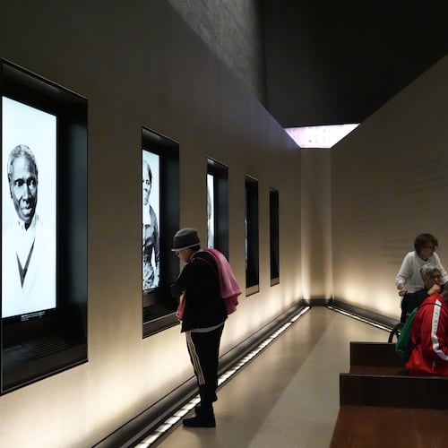 People visit the Smithsonian's National Museum of African American History and Culture, Wednesday, Sept. 23, 2026, in Washington. (AP Photo/Julia Demaree Nikhinson)