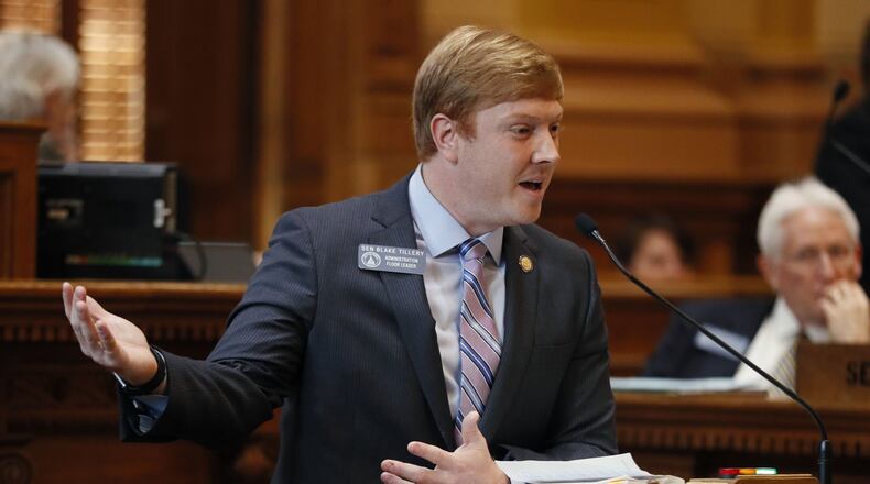 Sen. Blake Tillery, a Vidalia Republican and the sponsor of Senate Bill 106, Gov. Brian Kemp’s proposal to seek federal waivers to design health care programs for the state, said the legislation “covers the gamut of Georgians.” (PHOTO by Bob Andres / bandres@ajc.com)