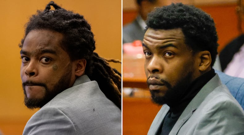 Shannon Stillwell, left, and Deamonte Kendrick are the two remaining defendants in the lengthy "Young Slime Life" trial. (AJC Photos)