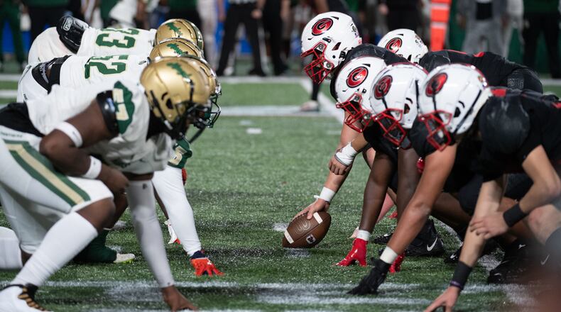 It's game time!: Langston Hughes and Gainesville met in the Class 6A championship game Friday at Center Parc Stadium. (Jamie Spaar/For the AJC)