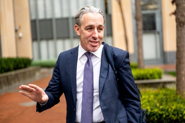 Attorney David Greenspan arrives at federal court on Monday, April 7, 2025, in Oakland, Calif. (AP Photo/Noah Berger)
