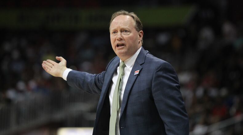 Hawks head coach Mike Budenholzer. (HENRY TAYLOR / HENRY.TAYLOR@AJC.COM)