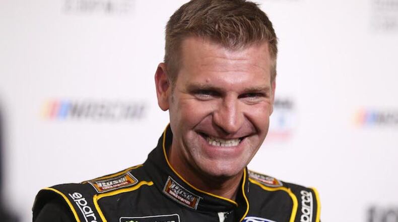 Clint Bowyer is interviewed during Daytona 500 Media Day at Daytona International Speedway on February 14, 2018, in Daytona Beach, Fla. (Stephen M. Dowell/Orlando Sentinel/TNS)