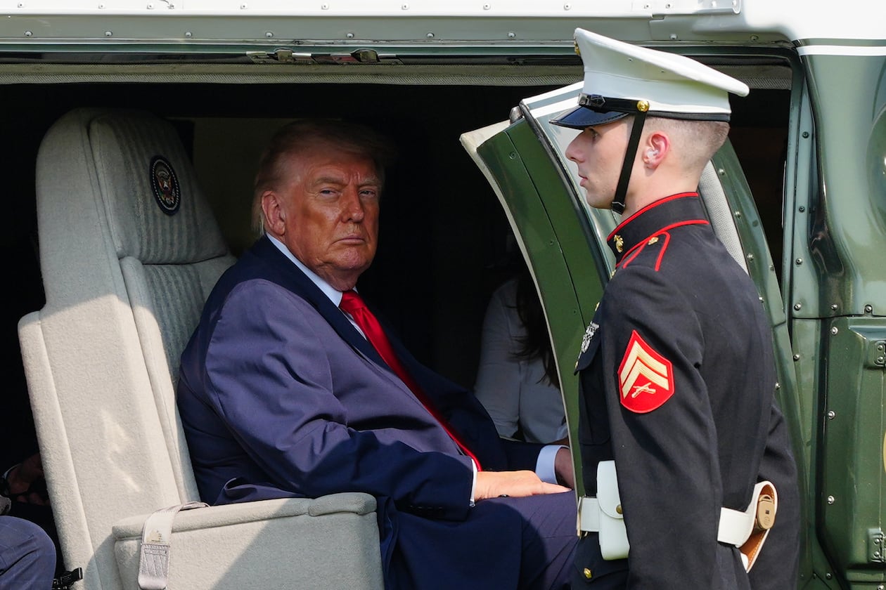 President Donald Trump departs on Marine One after speaking at the United States Army War College in Carlisle, Pa., at the Pennsylvania Defense and Innovation Summit, on Wednesday. (Julia Demaree Nikhinson/AP)